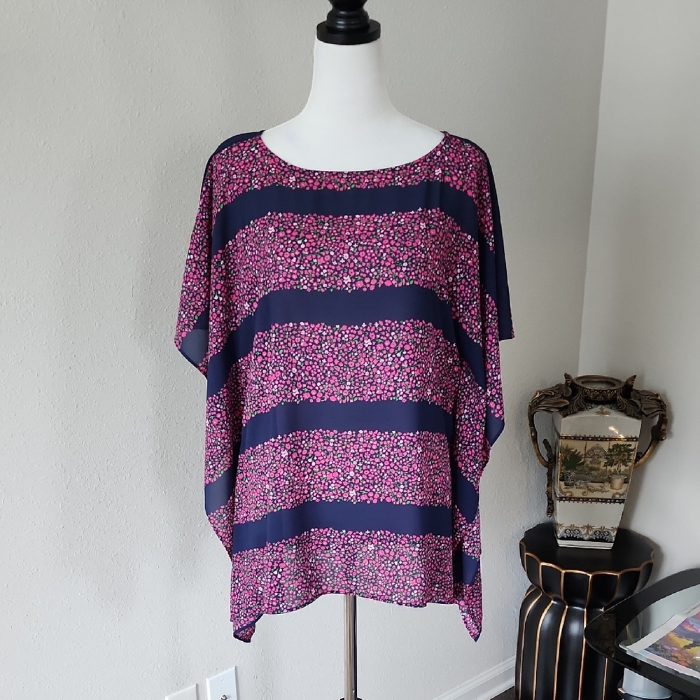 MICHAEL Michael Kors Pink and Navy Floral Blouse